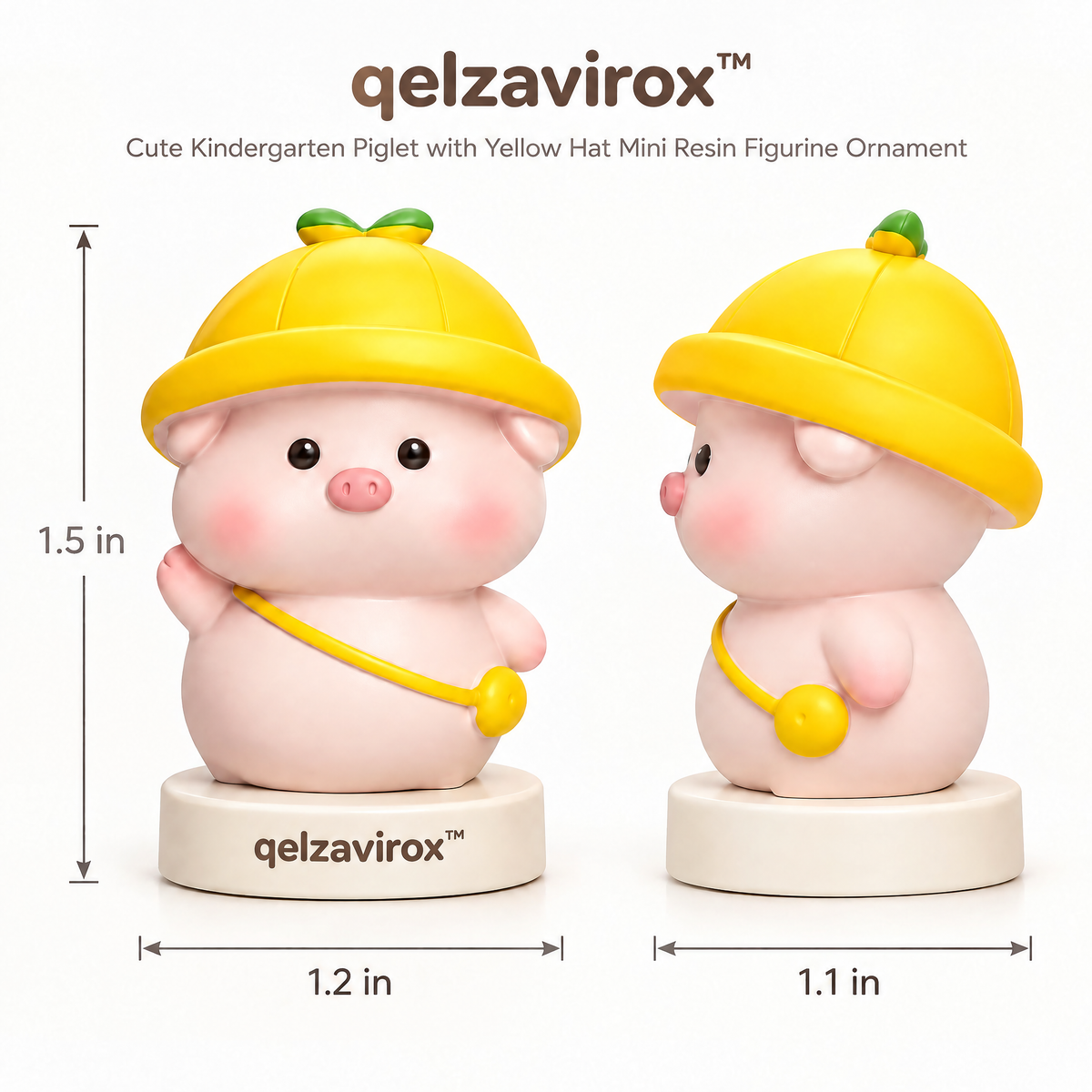 qelzavirox™ Cute Kindergarten Piglet with Yellow Hat Mini Resin Figurine Ornament