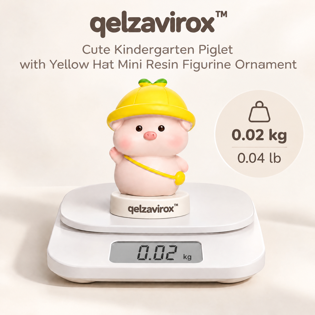 qelzavirox™ Cute Kindergarten Piglet with Yellow Hat Mini Resin Figurine Ornament