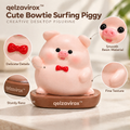 qelzavirox™ Cute Bowtie Surfing Piggy Creative Desktop Figurine