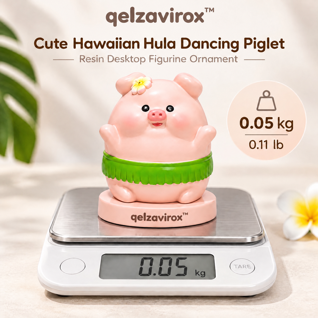 qelzavirox™ Cute Hawaiian Hula Dancing Piglet Resin Desktop Figurine Ornament