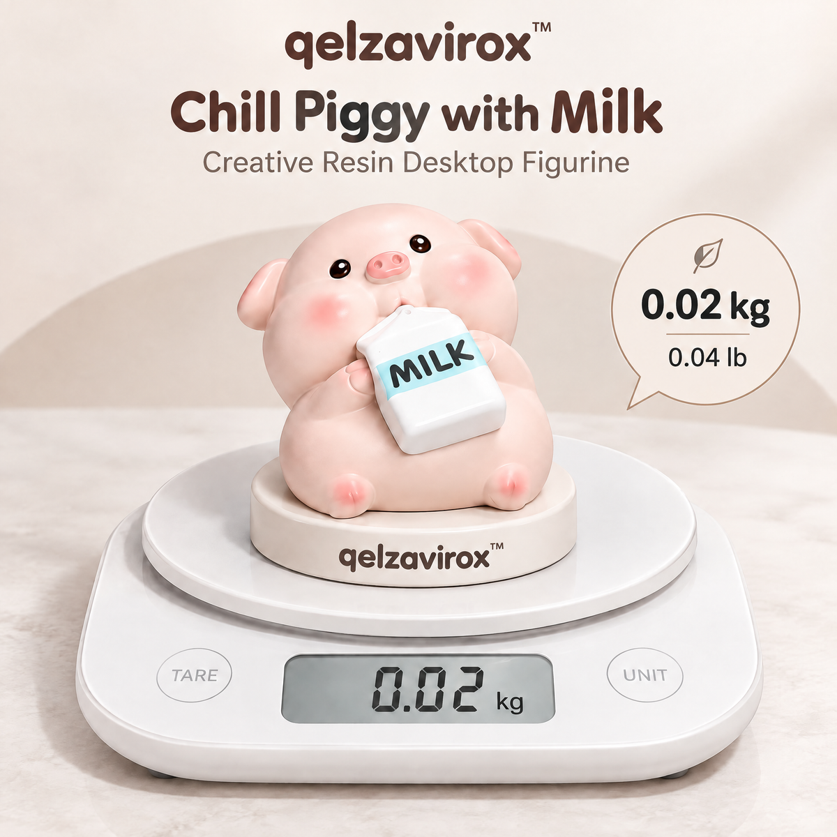 qelzavirox™ Chill Piggy with Milk Creative Resin Desktop Figurine